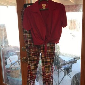 Talbots side zip pant & short sleeve shirt